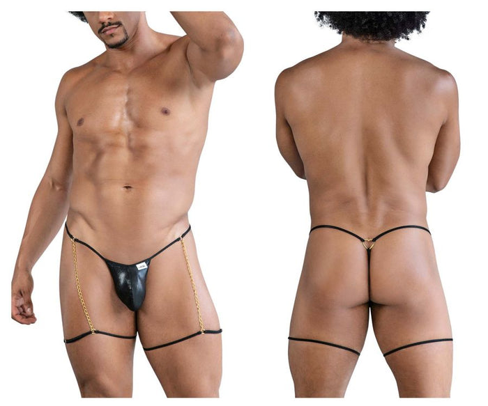 Clever Moda CandyMan 99827 Chain-Garter Thongs Color Black