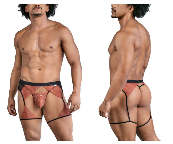 clever moda CandyMan 99854 Lace-Garter Outfit Color Black-Terracotta