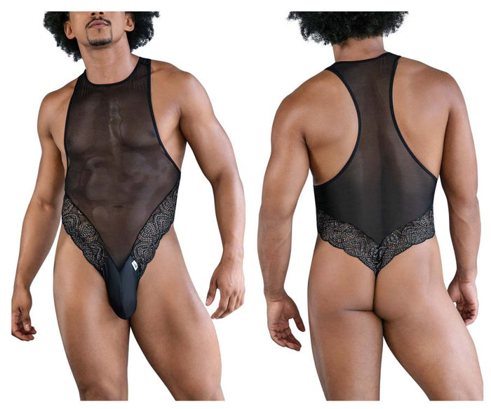 clever moda CandyMan 99864 Lace-Mesh Bodysuit Color Black
