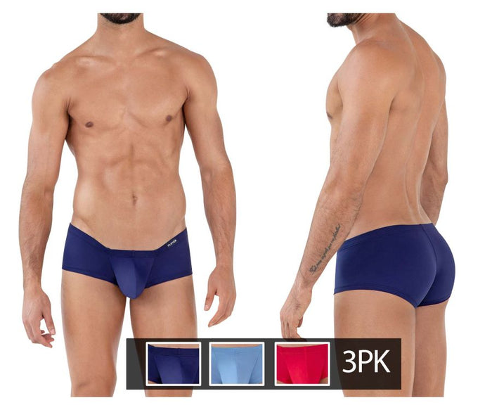 Clever Moda Clever 229929 3PK Australian Latin Trunks Color Red-Blue-Dark Blue