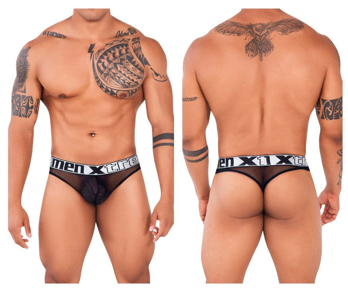 clever moda Xtremen 91137 Mesh Thongs Color Black