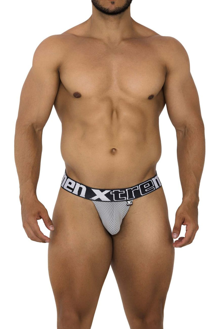 Clever Moda Xtremen 91184 Mesh Thongs Color Gray