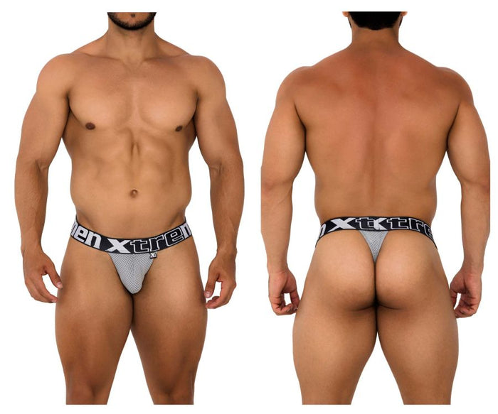 clever moda Xtremen 91184 Mesh Thongs Color Gray