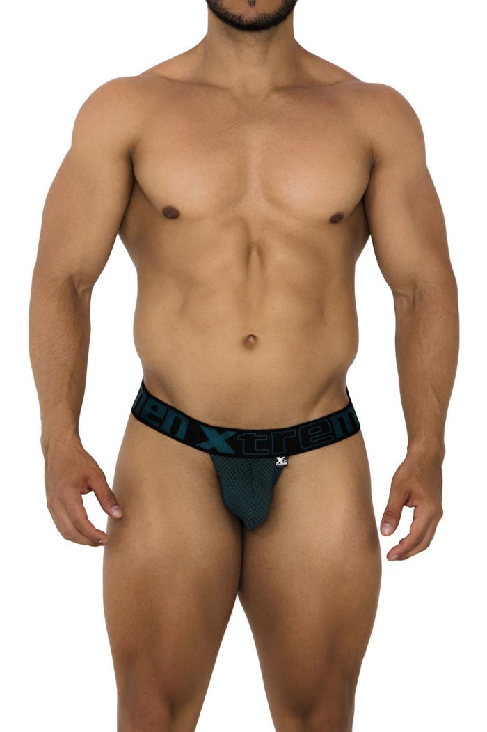 Clever Moda Xtremen 91184 Mesh Thongs Color Green