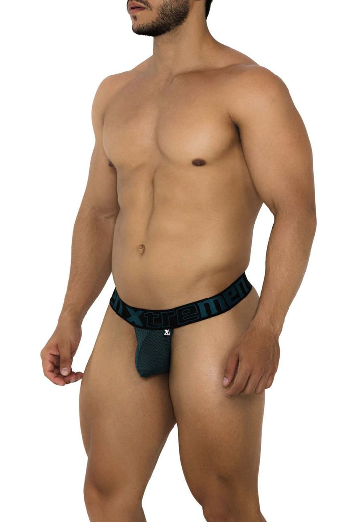 Clever Moda Xtremen 91184 Mesh Thongs Color Green