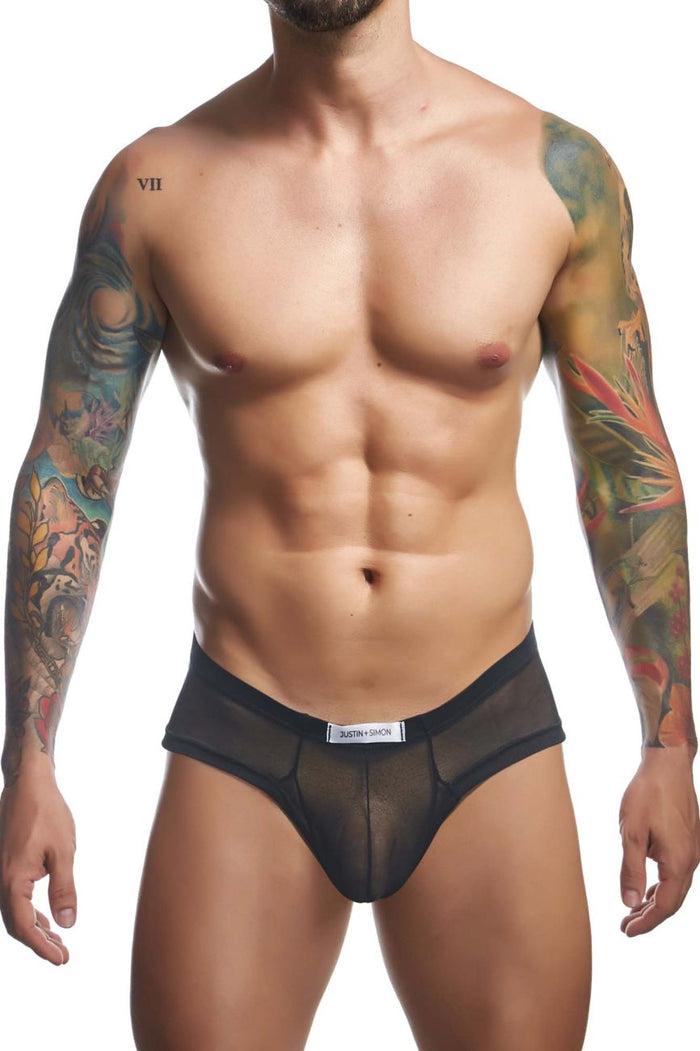 Clever Moda JUSTIN+SIMON XSJ22 Cheek Briefs Color Black Mesh