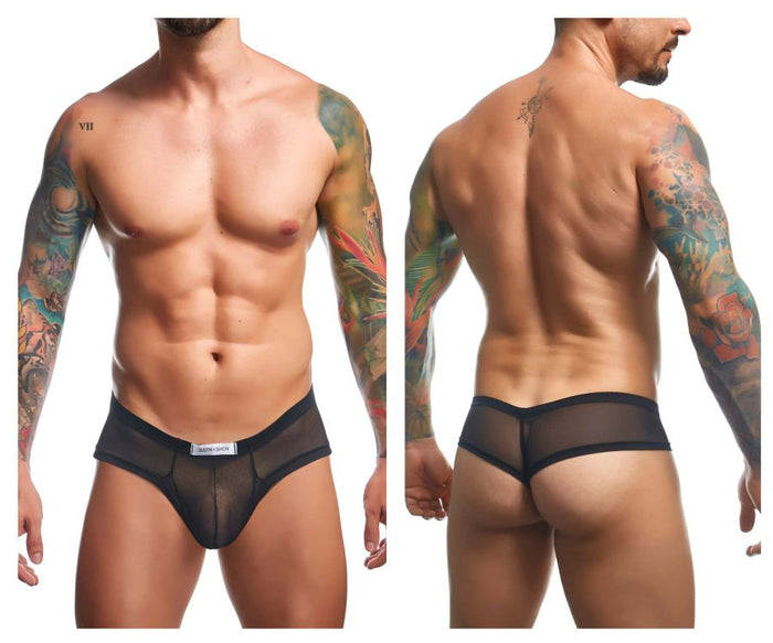 clever moda JUSTIN+SIMON XSJ22 Cheek Briefs Color Black Mesh
