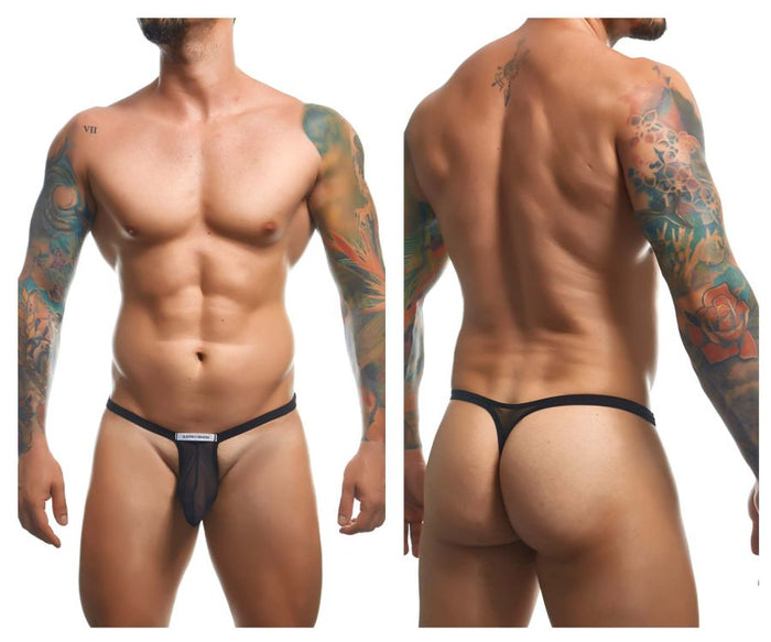 clever moda JUSTIN+SIMON XSJBU02 Bulge Thongs Color Black Mesh