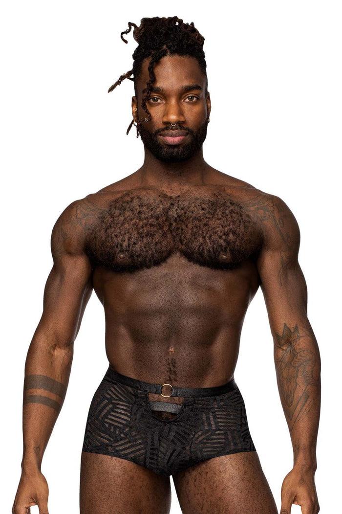 Clever Moda Male Power 125-284 Rude Awakening Cheeky Cutout Short Color Black