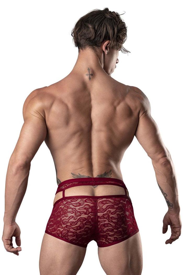 Clever Moda Male Power 126-289 Lucifer Cut Out Short Color Burgundy
