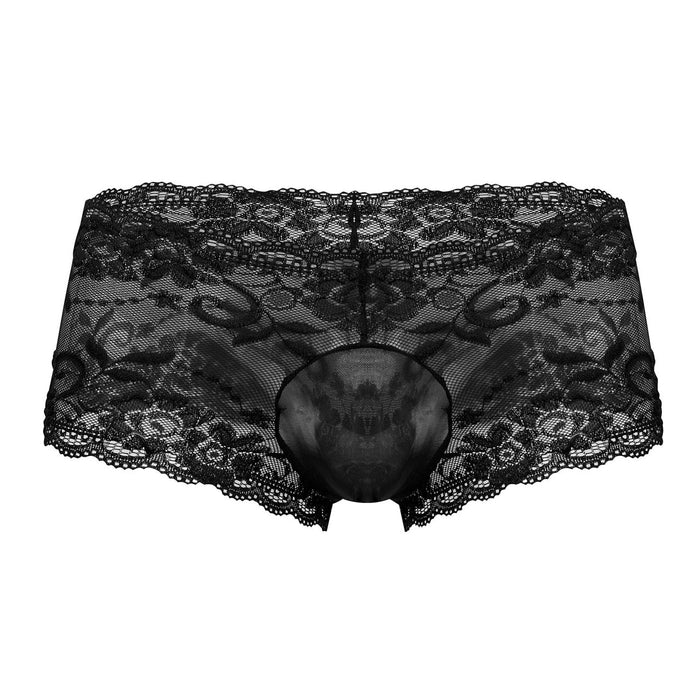Clever Moda Male Power 127-280 Sassy Lace Mini Short Sheer Pouch Color Black