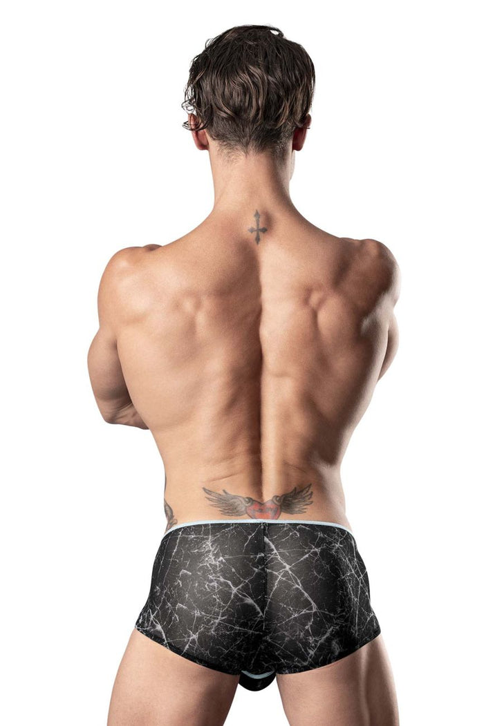 Clever Moda Male Power 130-290 Marble Mesh Micro Mini Short Color Black