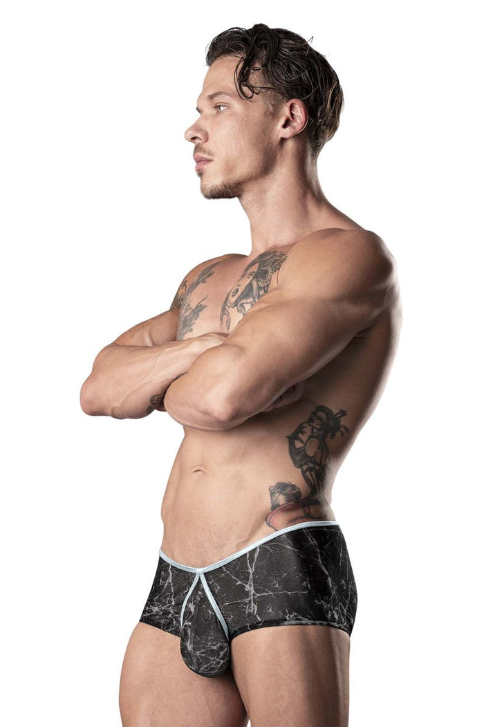 Clever Moda Male Power 130-290 Marble Mesh Micro Mini Short Color Black