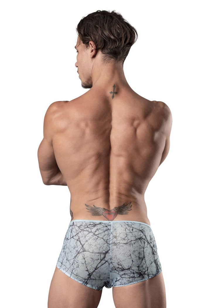 Clever Moda Male Power 130-290 Marble Mesh Micro Mini Short Color Light Blue