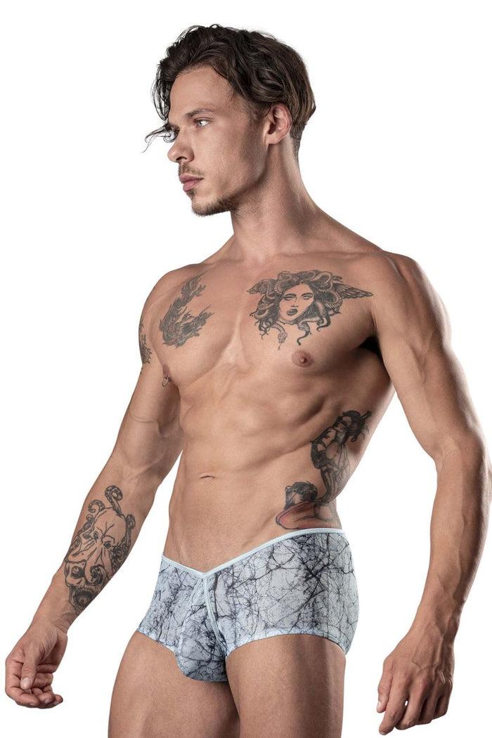 Clever Moda Male Power 130-290 Marble Mesh Micro Mini Short Color Light Blue