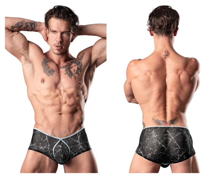 clever moda Male Power 130-290 Marble Mesh Micro Mini Short Color Black