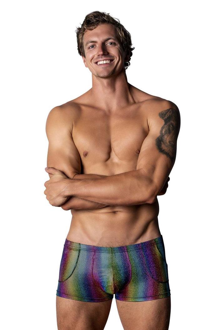 Clever Moda Male Power 132-297 Pack N Play Pocket Short Color Rainbow