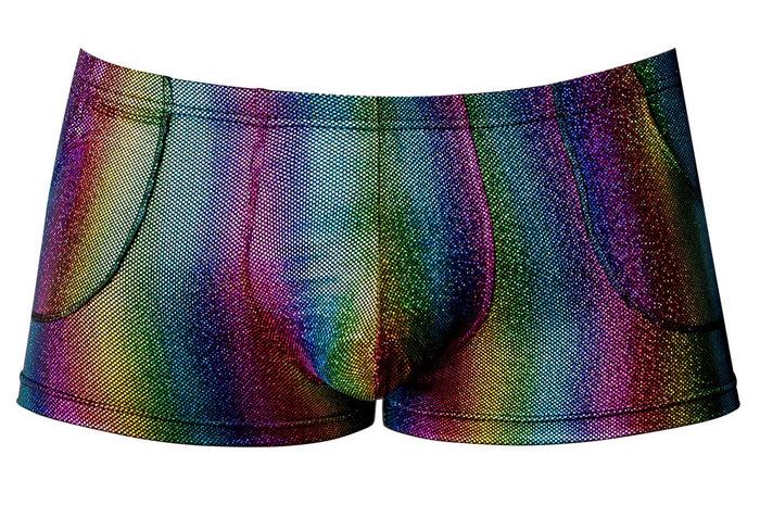 Clever Moda Male Power 132-297 Pack N Play Pocket Short Color Rainbow