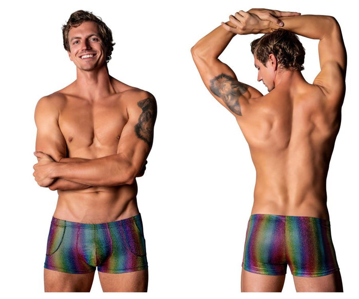 clever moda Male Power 132-297 Pack N Play Pocket Short Color Rainbow