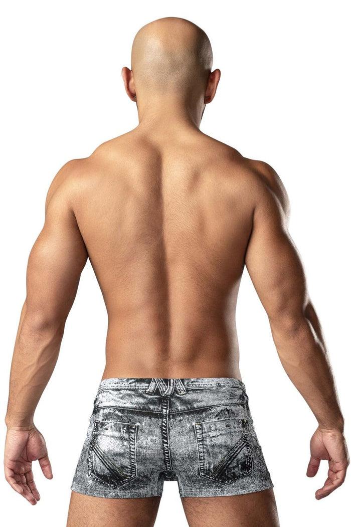 Clever Moda Male Power 145-286 Dirty Denim Mini Short Color Denim Print