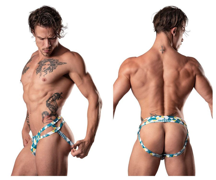 clever moda Male Power 302-292 Cut It Out Cut Out Moonshine Color Blue-Green-White