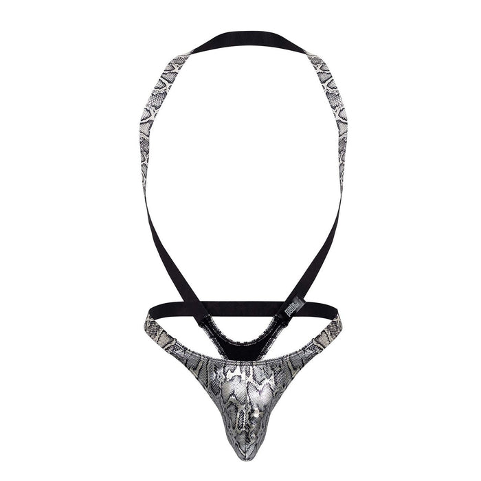 Clever Moda Male Power 404-282 S-naked Shoulder Sling Harness Thong Color Silver-Black