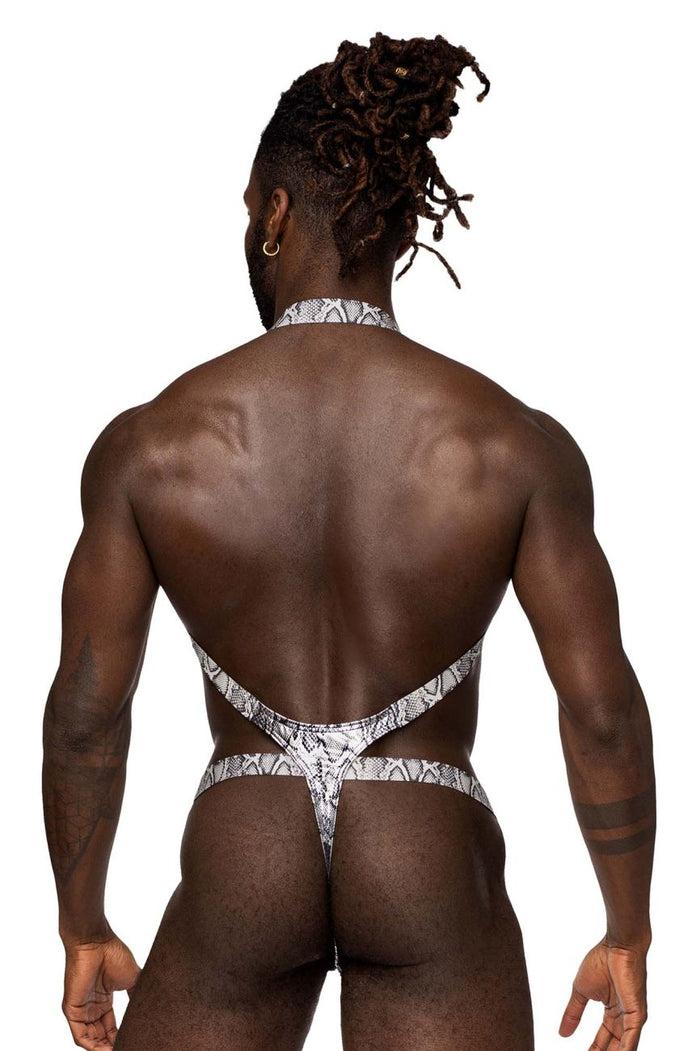 Clever Moda Male Power 404-282 S-naked Shoulder Sling Harness Thong Color Silver-Black