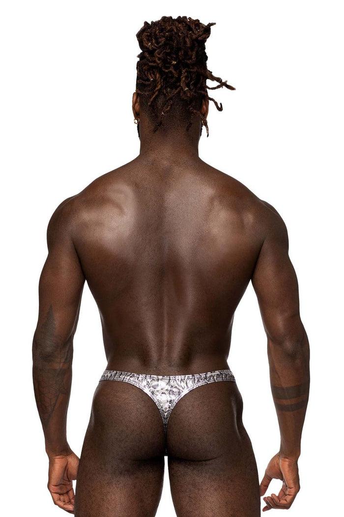 Clever Moda Male Power 409-282 S-naked Criss Cross Thong Color Silver-Black
