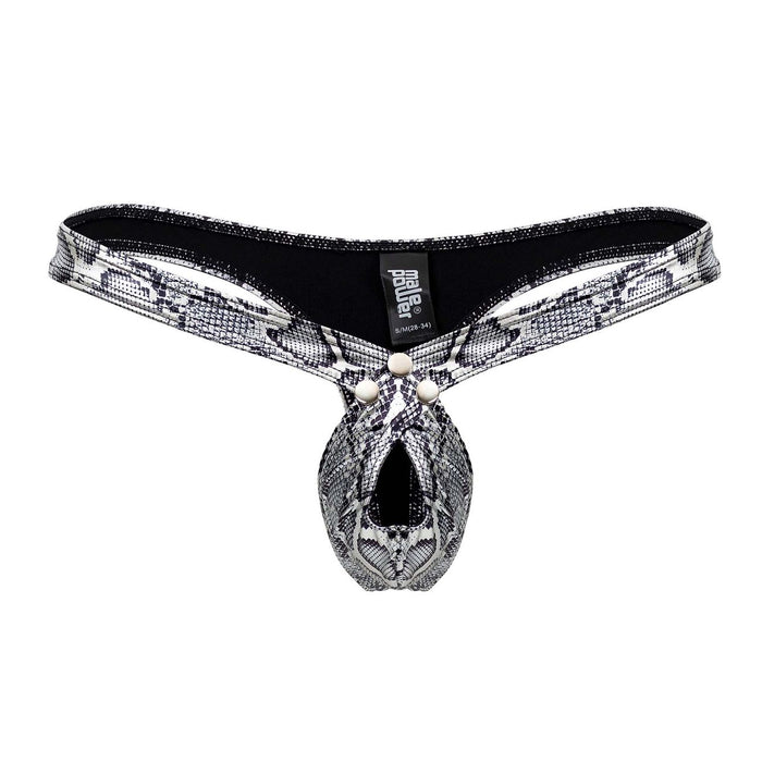 Clever Moda Male Power 409-282 S-naked Criss Cross Thong Color Silver-Black