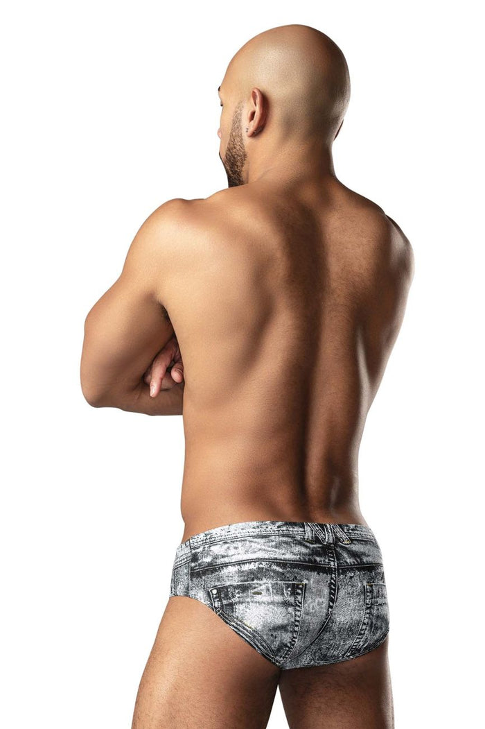Clever Moda Male Power 486-286 Dirty Denim Bikini Color Denim Print