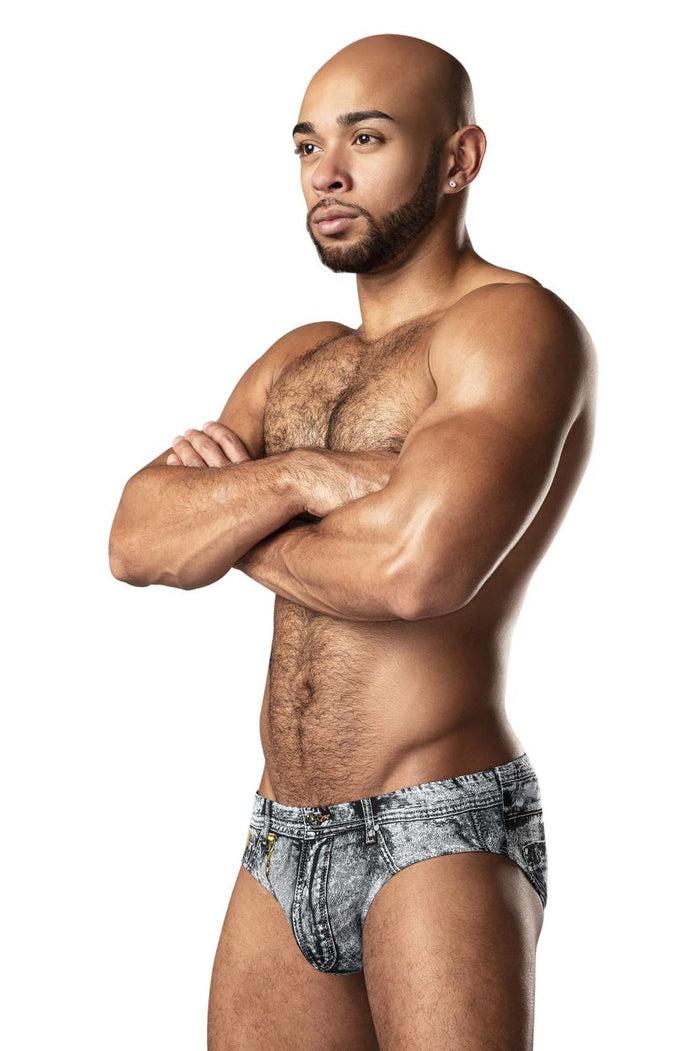 Clever Moda Male Power 486-286 Dirty Denim Bikini Color Denim Print