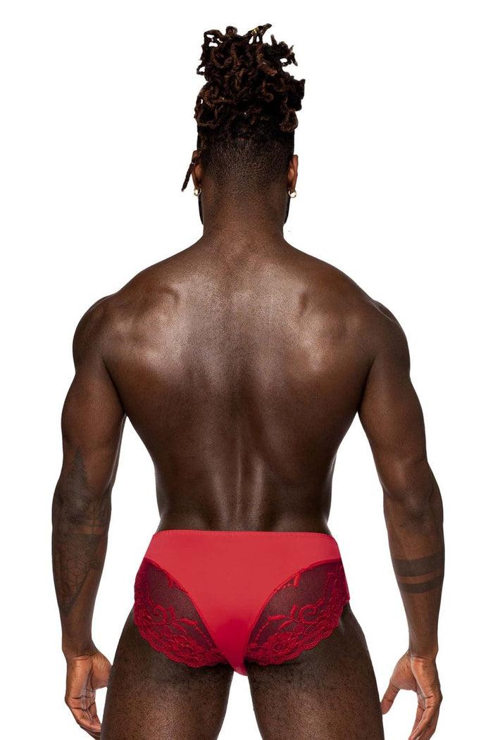 Clever Moda Male Power 492-280 Sassy Lace Bikini Solid Pouch Color Red