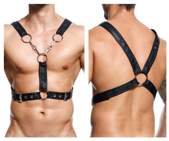 Clever Moda MaleBasics DMBL09 DNGEON Cross Chain Harness Color Black