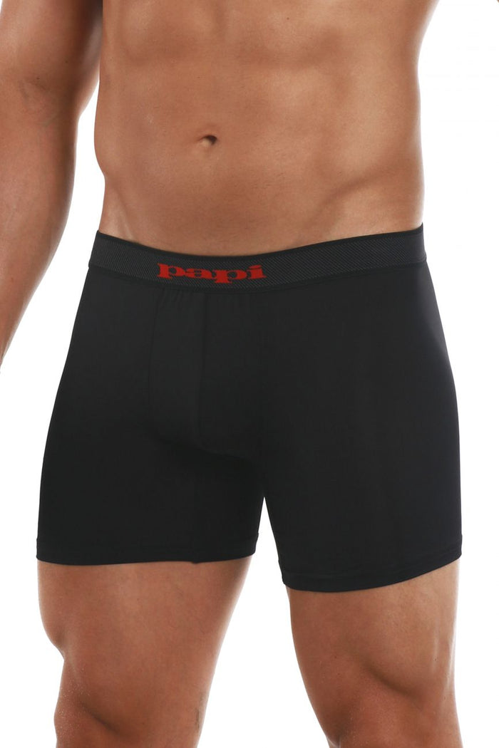 Clever Moda Papi 626185-982 Cool2 2PK Solid Boxer Briefs Color Black-Red