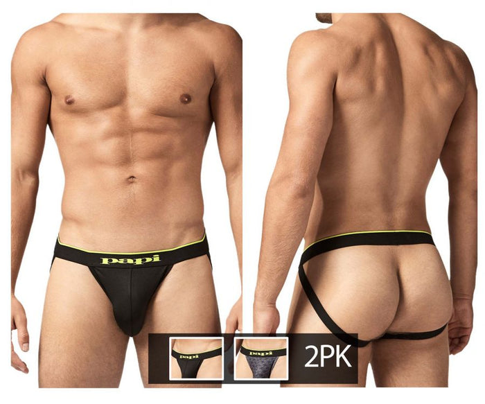 Clever Moda Papi UMPA049 2PK Microflex Jockstrap Color Charcoal-Graphic