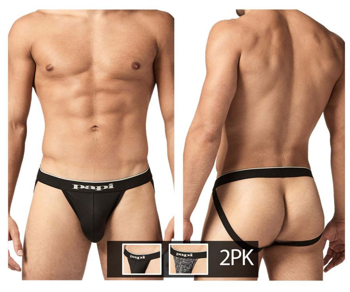 Clever Moda Papi UMPA049 2PK Microflex Jockstrap Color Gray-Texture