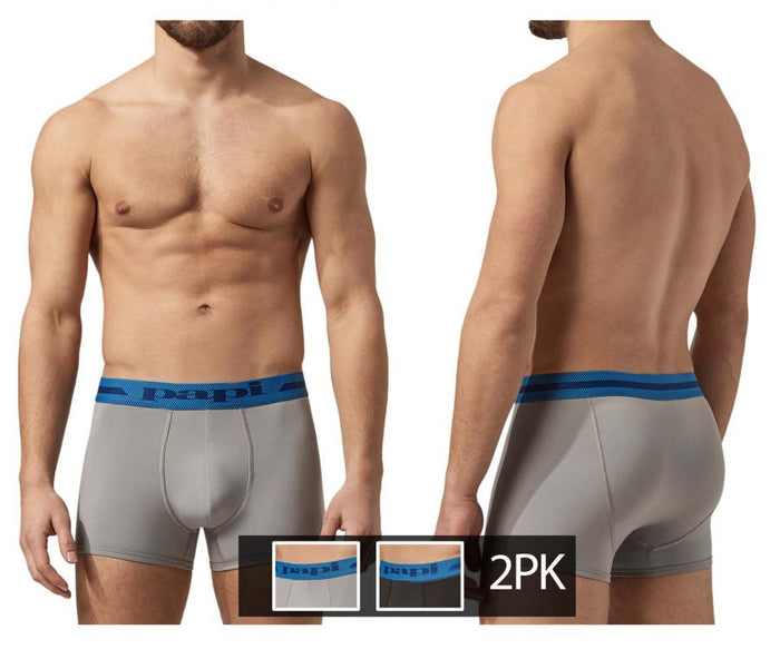 Clever Moda Papi UMPA080 2PK Microflex Brazilian Trunks Color Alloy-Black