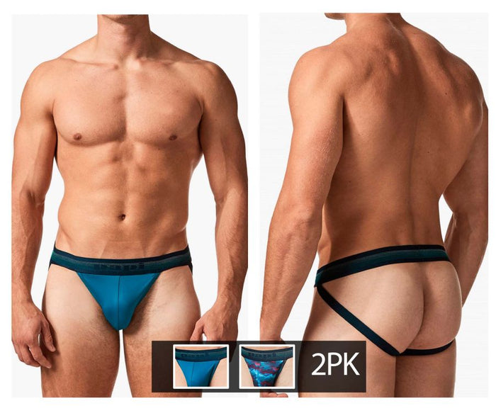 clever moda Papi UMPA108 2PK Microflex Performance Jockstrap Color Blue-Printed