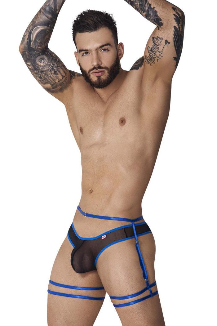 Clever Moda Pikante PIK 1082 Lujueria Garter Thongs Color Blue