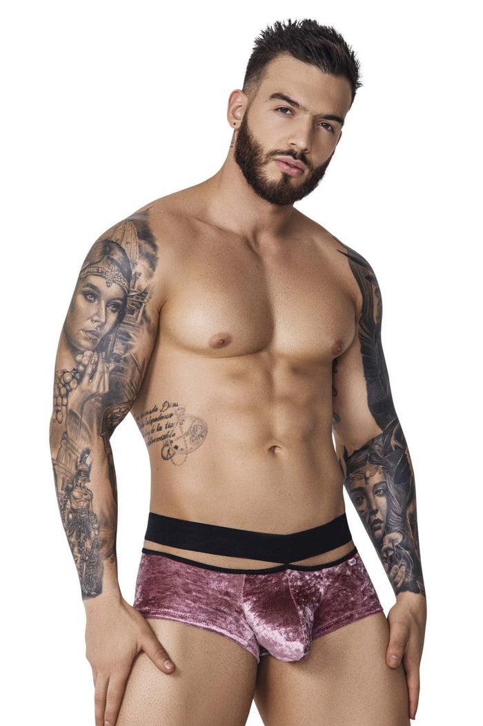 Clever Moda Pikante PIK 1096 Clandestine Velvet Trunks Color Pink