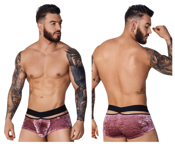 clever moda Pikante PIK 1096 Clandestine Velvet Trunks Color Pink