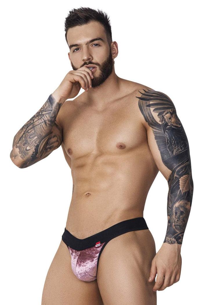 Clever Moda Pikante PIK 1099 Clandestine Velvet Thongs Color Pink