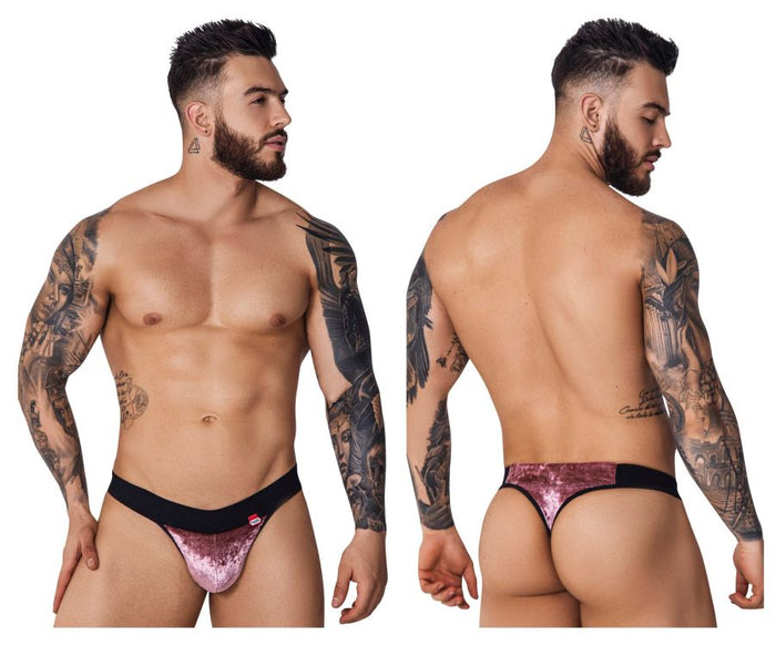 clever moda Pikante PIK 1099 Clandestine Velvet Thongs Color Pink