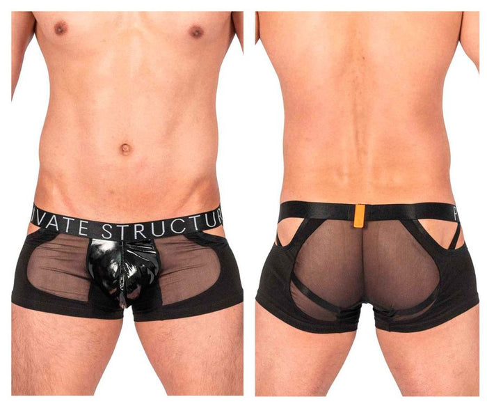 Clever Moda Private Structure LCUT4420 Alpha Low Waist Mesh Back Jockstrap Trunks Color Black