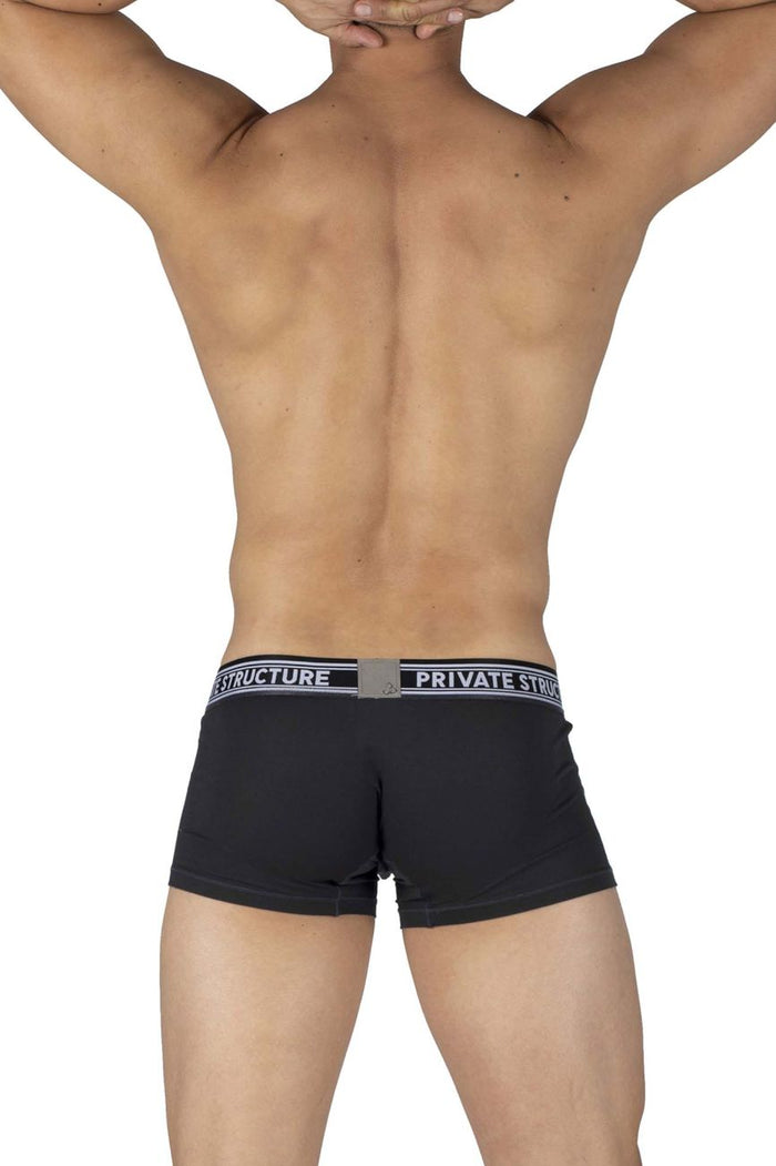 Clever Moda Private Structure PBUT4379 Bamboo Mid Waist Trunks Color Raven Black