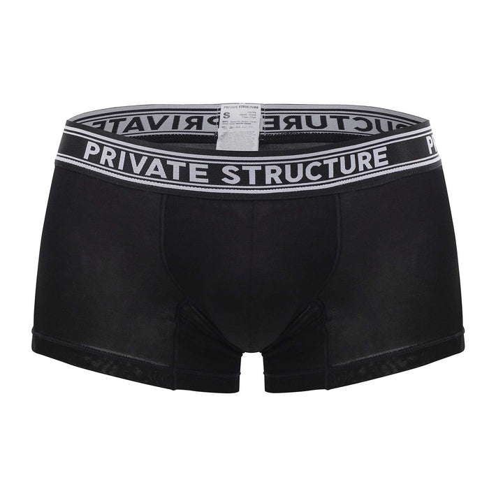 Clever Moda Private Structure PBUT4379 Bamboo Mid Waist Trunks Color Raven Black