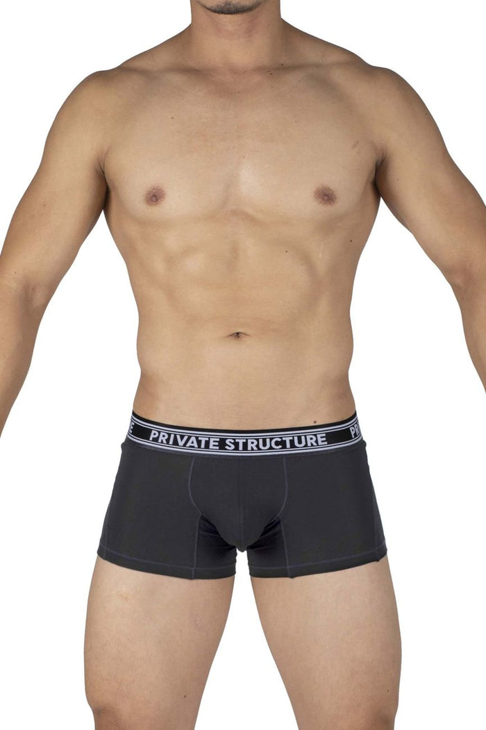 Clever Moda Private Structure PBUT4379 Bamboo Mid Waist Trunks Color Raven Black