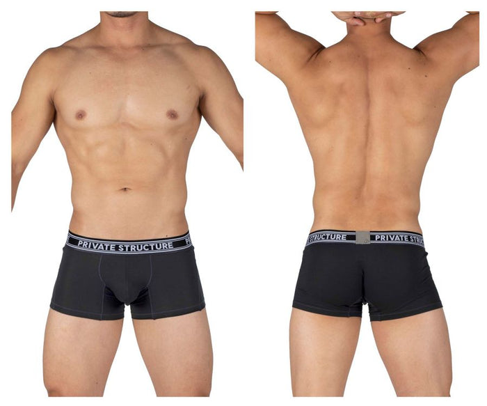 Clever Moda Private Structure PBUT4379 Bamboo Mid Waist Trunks Color Raven Black