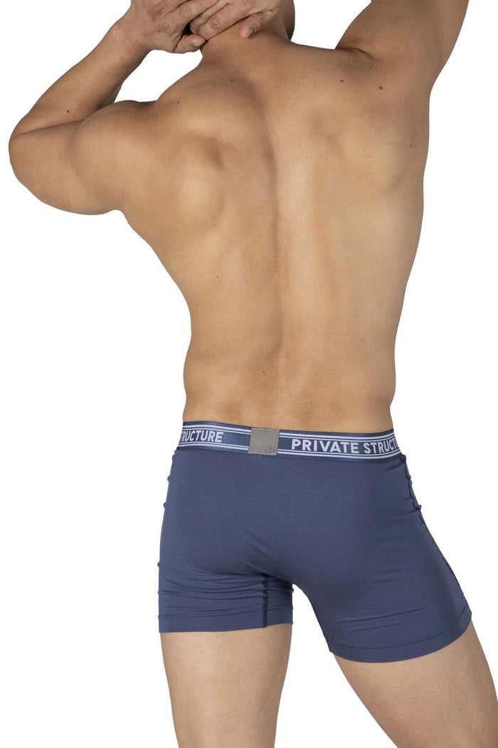 Clever Moda Private Structure PBUT4380 Bamboo Mid Waist Boxer Briefs Color Citadel Blue