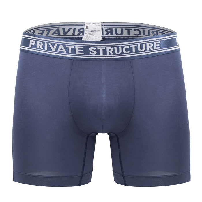 Clever Moda Private Structure PBUT4380 Bamboo Mid Waist Boxer Briefs Color Citadel Blue